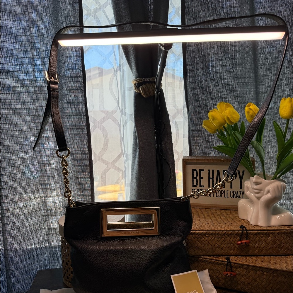Michael Kors Black Shoulder Bag with Gold Chain